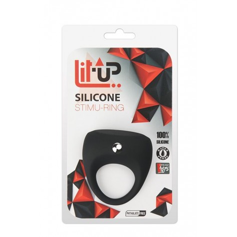 Чёрное эрекционное кольцо LIT-UP SILICONE STIMU RING 7