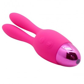 Розовый вибратор INDULGENCE Rechargeable Dream Bunny - 15 см.